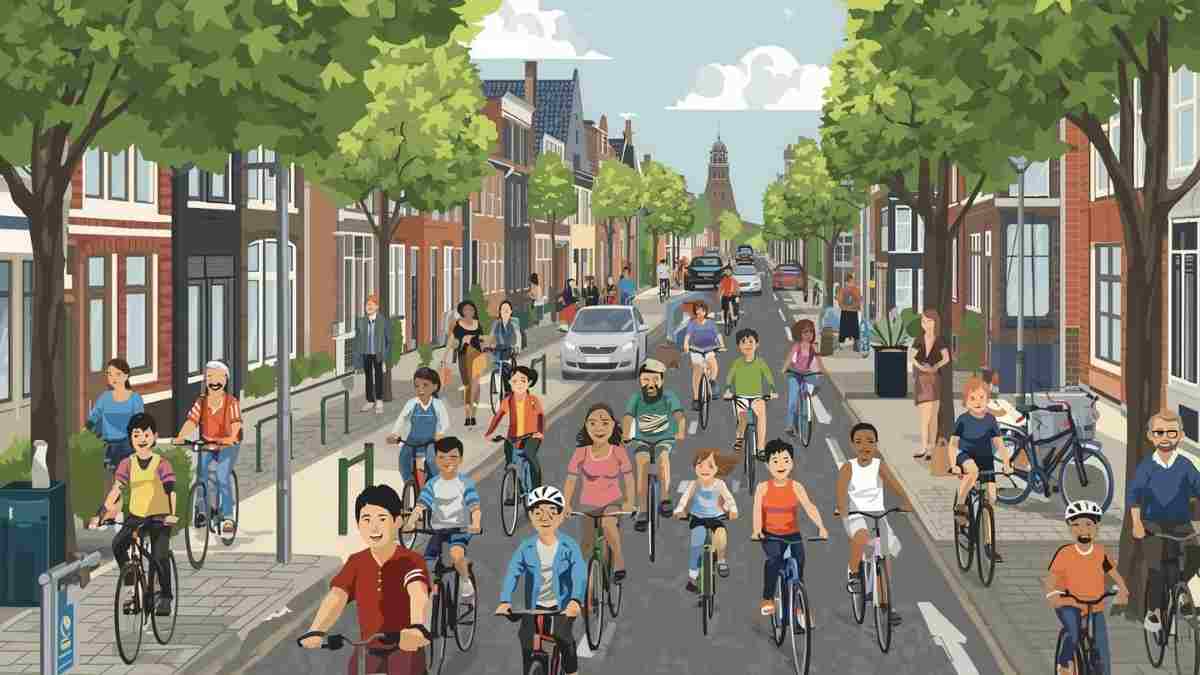 Bovendien heeft het wijdverbreide fietsgebruik de verkeersproblemen in steden verminderd en de lucht- en geluidsoverlast beperkt.